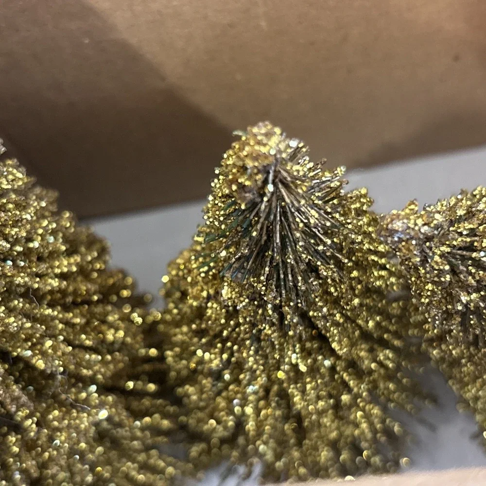 Christopher Radko Shiny Brite Gold Glitter Bottlebrush Trees